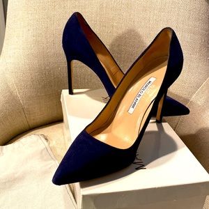 Manolo Blahnik “BB” Navy Suede Pump- 105mm